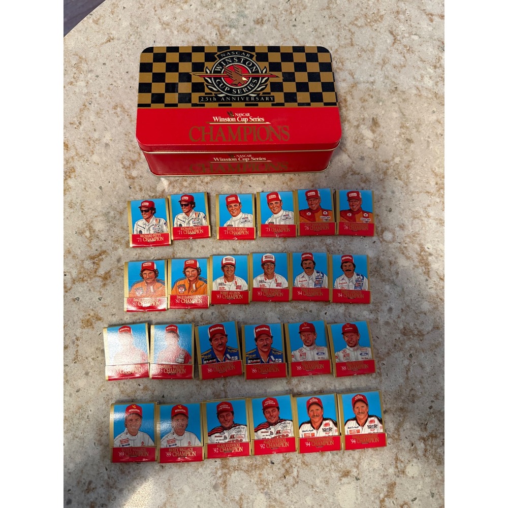 NASCAR Winston Cup Series 25th Anniversary Champions Matchbook Set with Tin 24pc